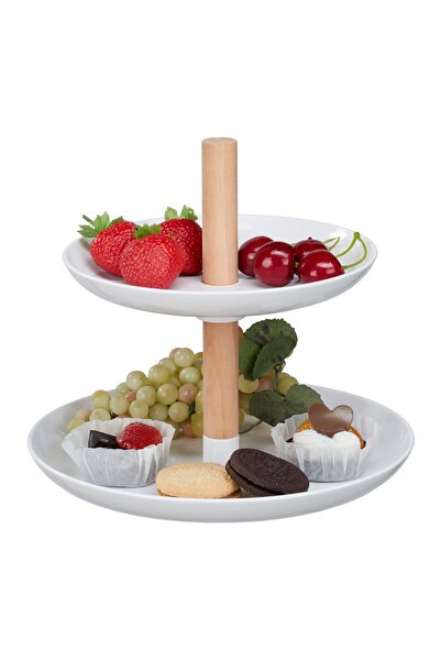 Relaxdays Διώροφη βάση για κέικ και φρούτα, Relaxdays, ξύλινη βάση, πλαστικοί...
