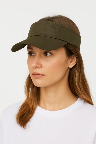 HatClub Exclusive Women Adjustable Summer Sun Visor Hat Khaki Color Sports Visor Hat for Outdoor and Beach Use