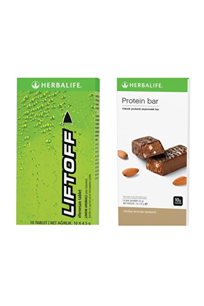 Herbalife 1 er Paket Vanilya Badem aromalı Protein Bar ve Limon aromalı LiftOff® Efervesan İçecek