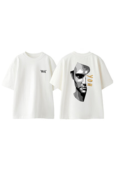 THEWERT Μπλουζάκι You 2 Design με στάμπα στην πλάτη, βαμβακερό λευκό oversize