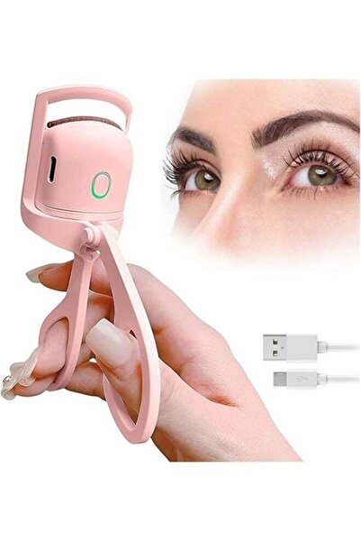 TERRION Pink Thermal Eyelash Curler, Rechargeable Thermal Eyelash Curler with 2 Temperature Modes for