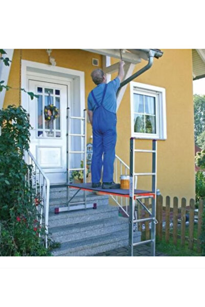 STRATEGIC Scara si schela din aluminiu profesionala 2x8 trepte cu platforma de lucru, inarcare maxima 150kg