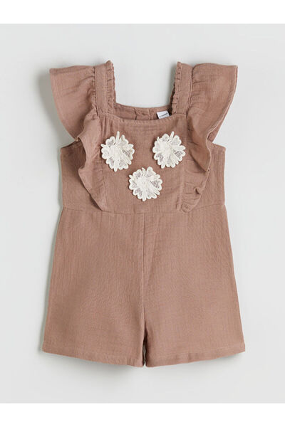 LC Waikiki Brown Square Collar Girl's Salopet