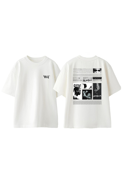 THEWERT تي شيرت Xxxtentacion 4 Design مطبوع من الخلف من القطن باللون الأبيض م...