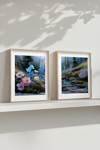 STARYUNA Set de pictură dublă cu efect de pictură în ulei, cu rama din lemn, ...