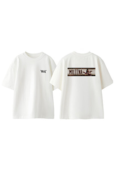 THEWERT Tricou supradimensionat alb din bumbac cu imprimeu pe spate Mortal Kombat Milena Design