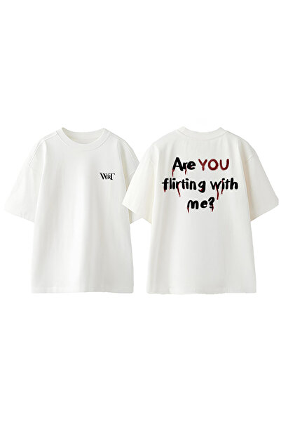 THEWERT Μπλουζάκι You 6 Design με στάμπα στην πλάτη, βαμβακερό λευκό oversize