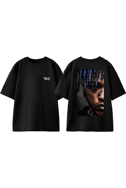 THEWERT Xxxtentacion 7 Дизайн Надпечатана памучна черна тениска с голям размер