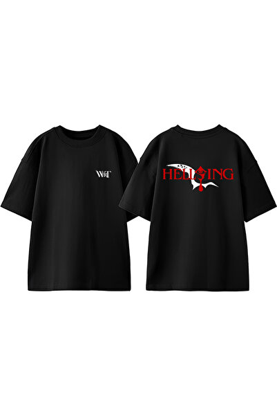 THEWERT Μπλουζάκι Hellsing 4 Design με στάμπα πλάτης, βαμβακερό μαύρο oversize