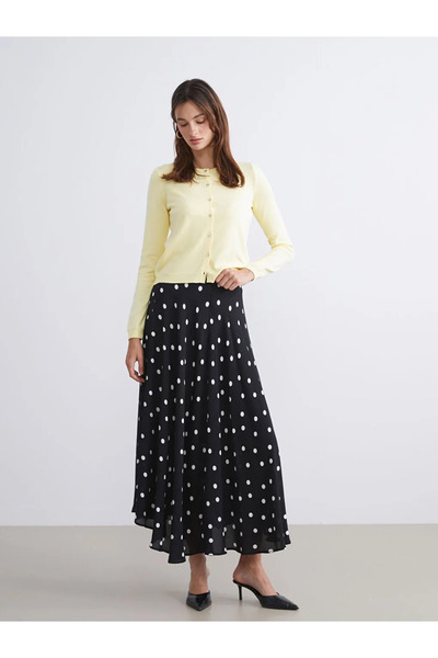 LC Waikiki Zippered Waist Polka Dot Chiffon Flared Skirt