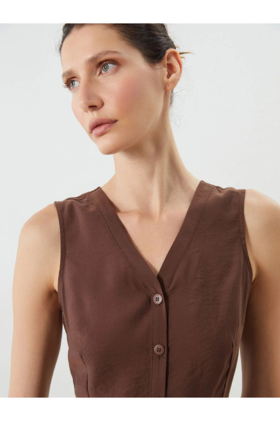 LC Waikiki V Neck A-Line Modal Blend Dress