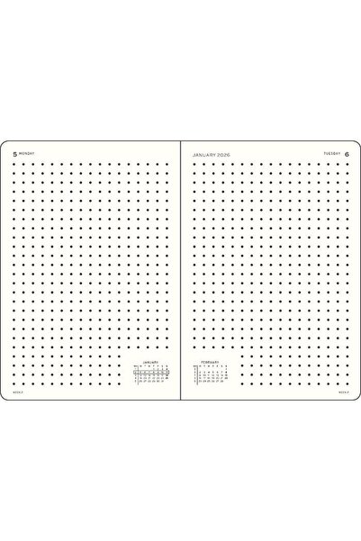Leuchtturm1917 Orta Boy (A5) 12 Aylık Günlük Ajanda (Noktalı) 2026 Sert Kapak, İngilizce, Forest Gre