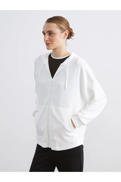 LC Waikiki Hooded Oversize Women's Zippered Sweatshirt