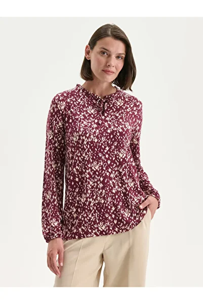 LC Waikiki Tie-Up Collar Patterned Blouse