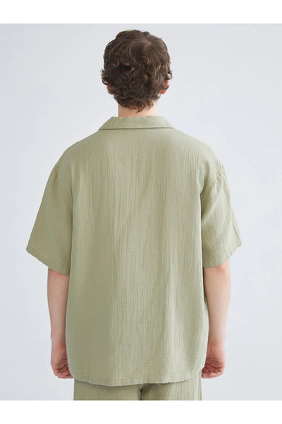 LC Waikiki Comfortable Fit Resort Collar Short Sleeve Muslin Men's Shirt