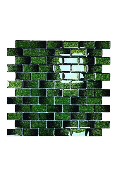 MozaiKristaL Mutfak alnı ve iç dekorasyon için 23x48mm. Siyah Yeşil Sim efekt...