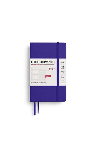 Leuchtturm1917 Cep Boy (A6) 12 Aylık Ajanda ve Not Defteri (Çizgili) 2026 Sert Kapak, İngilizce, Ink
