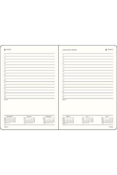 Leuchtturm1917 Orta Boy (A5) 12 Aylık Günlük Ajanda (Çizgili) 2026 Sert Kapak, İngilizce, Dusty Rose