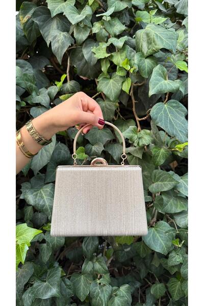 BRAVE BAG Gold Detail Gold Striped Fabric Evening Dress Bag-32