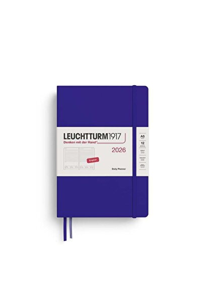 Leuchtturm1917 Orta Boy (A5) 12 Aylık Günlük Ajanda (Çizgili) 2026 Sert Kapak...