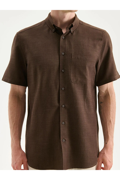 LC Waikiki Regular Fit Short Sleeve Linen Look Men's Shirt