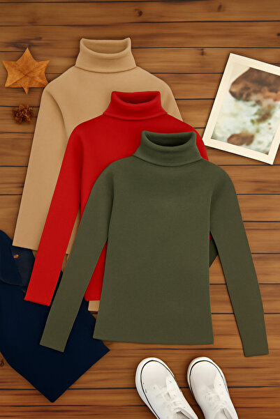 ribac Balení 3 kusů dámských základních svetrů s rolákem