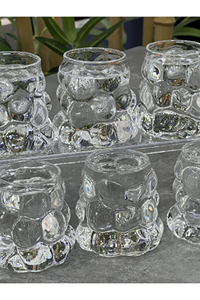 BeeShine 6 Adet Premium Su Meşrubat Likör Kahve Yanı Bardağı Takımı Seti Üzümlü Mini Boy 5cm