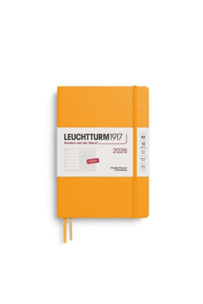 Leuchtturm1917 Orta Boy (A5) 12 Aylık Ajanda ve Not Defteri (Noktalı) 2026 Se...