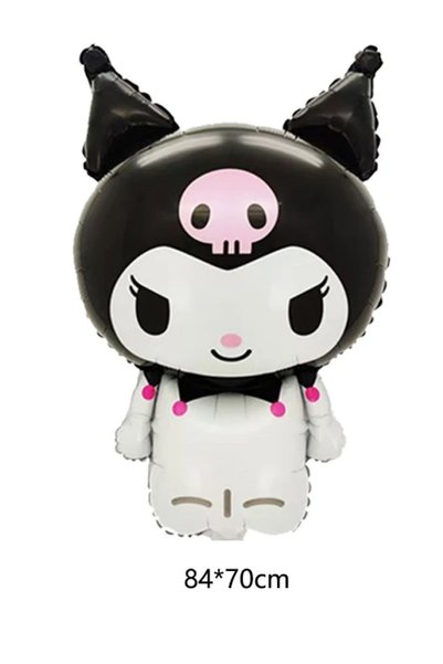 PARTİAVM Kuromi 8 Year Old Birthday Balloon Set Black Number Pink Metallic Purple Black Helium Compatible Flying Balloon