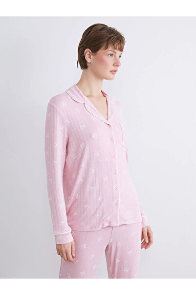 LC Waikiki Gömlek Yaka Baskılı Kadın Pijama Takımı