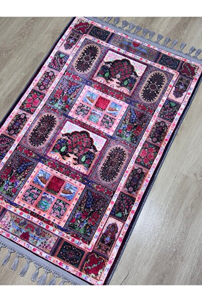Dokuma Taban Örgü Püsküleri ve İpek Kadar Yumuşak Yüzeyiyle Bambu seccade namazlık 80x125 cm