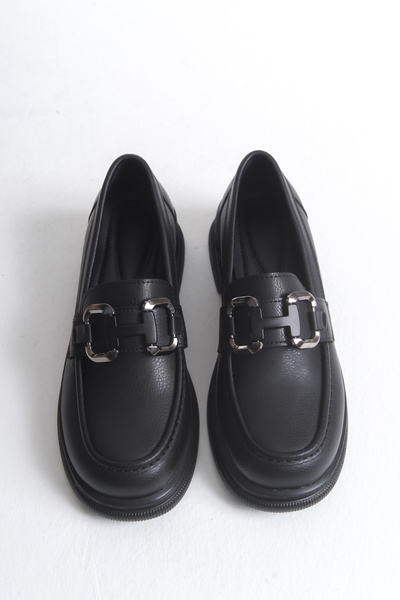 Solo Bag Laceless Stylish Buckle Black Orthopedic Sole Ergonomic Daily Loafer Shoes