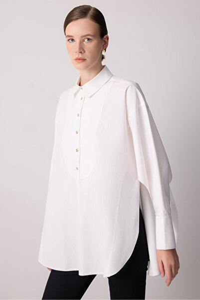 Touché Privé Poplin Tunic with Gold Buttons