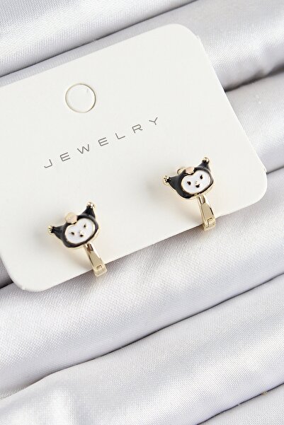 ALFA AKSESUAR 03 Brass Kuromi Model Gold Color Children's Earrings - Tj-Bkp10909