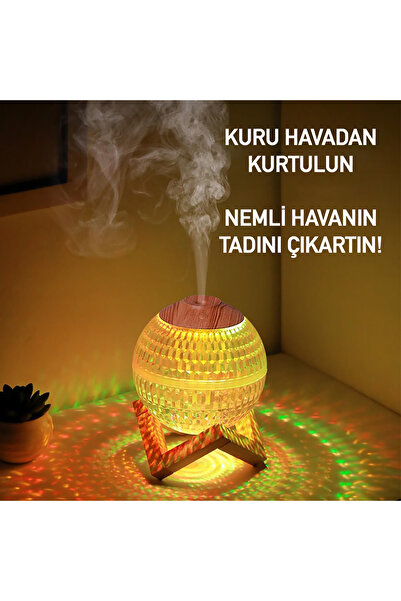 ROBEVE Kristal Küre Mini USB Nemlendirici & Gece Lambası – 7 Renk LED Aromaterapi Difüzörü