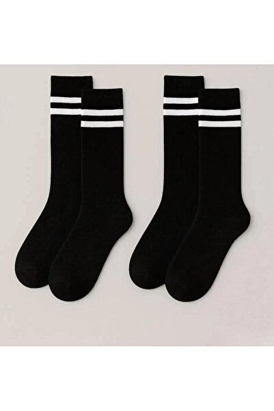 Mcr 12 чифта безшевни момичешки чорапи с райета до коляното