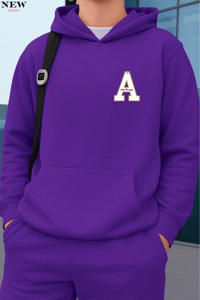 New Shine سويت شيرت مطبوع عليه حرف A