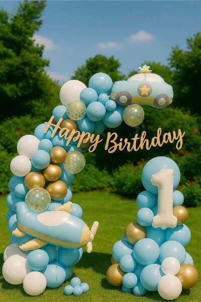 Bkmc RETRO AVION POLICIJSKI AUTO FOLIJA KREMA STAROST FOLIJA BALON PLAVI BEŠA...