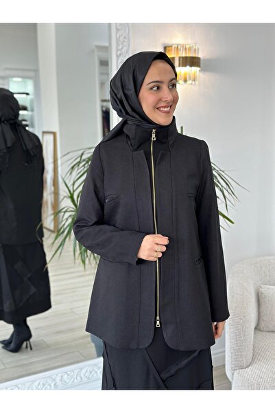 MissWhence Fermuarlı Ceket Siyah 36206