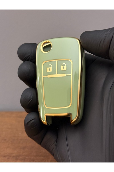 Luxe Aksesuarr Husă de protecție pentru chei din silicon cu 2 butoane pentru Opel Astraj Insignia Vauxhall -Chevrolet Cruze - Aur verde