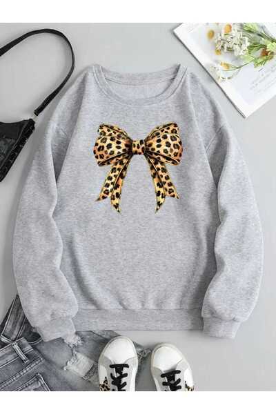 tkn your style Hanorac oversize unisex cu imprimeu cu panglică leopard