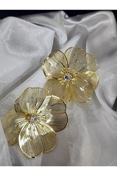 Aylish Bijuteri Gold Large Flower Design Earrings
