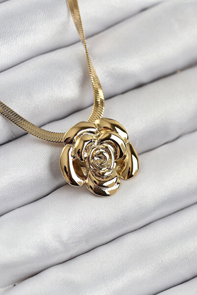 Epilons Bfs 316L Steel Rose Figured Italian Chain Model Gold Color Women's Ne...