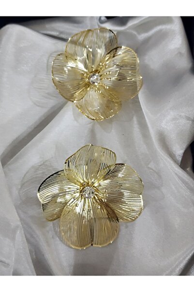 Aylish Bijuteri Gold Large Flower Design Earrings