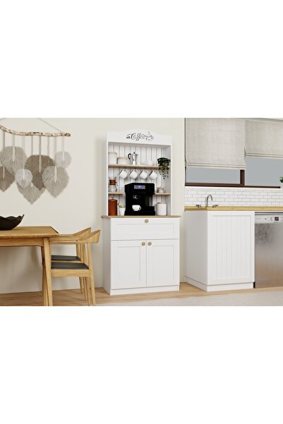 Vivense LUCAS 2 KAPAKLI KAHVE KÖŞESİ, AÇIK CEVİZ BEYAZ