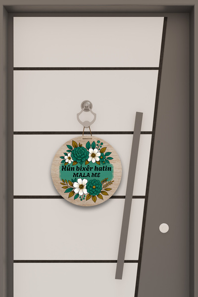 Dormot Digital Printing Open Wooden, Standard Measuring Cup Themed Green Flowers Patterned, Door Ornament, Wall Ornament