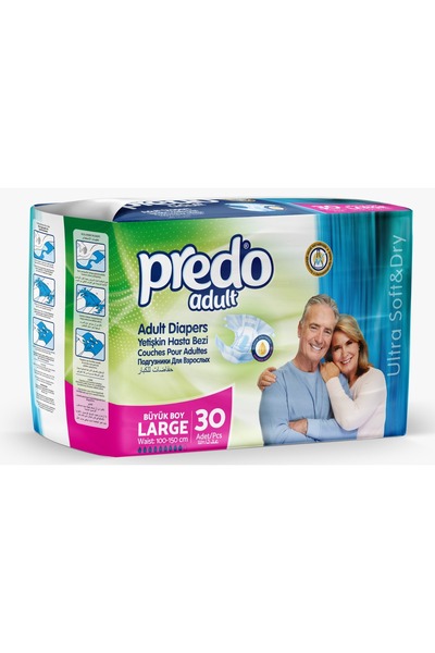 PREDO Adult Diapers L – Ultra Absorbent, Maximum Comfort, 30 Pieces, 100x150cm
