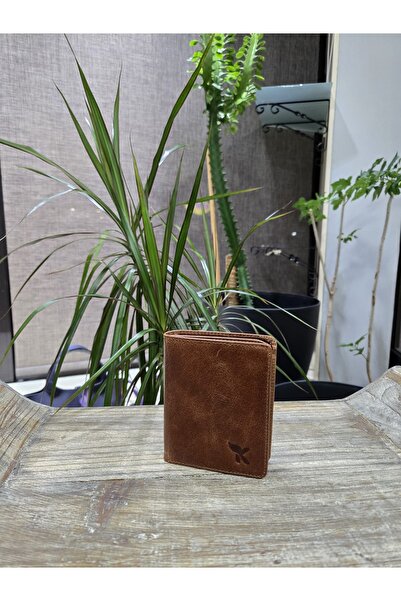 Karalı Deri Hakiki Deri Erkek Cüzdanı Taba