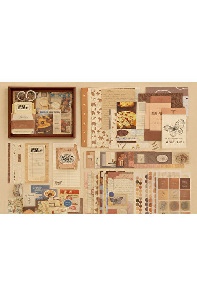 Fillikutum 155 Parça Scrapbook Set – Vintage Sticker & Washi Tape ile DIY Gün...