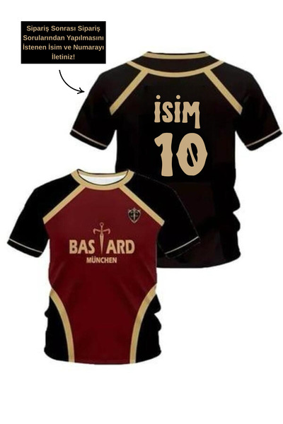 Genel Markalar Siyah Bordo Anime Blue Lock 15 Yukimiya Forma Unisex T-shirt